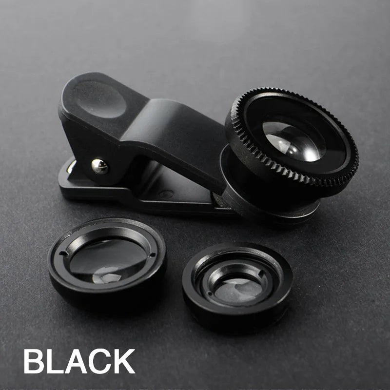 3 IN 1 Zoom Fish Eye Smartphone Lenses with Phone Clip - WORLDZii