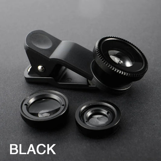 3 IN 1 Zoom Fish Eye Smartphone Lenses with Phone Clip