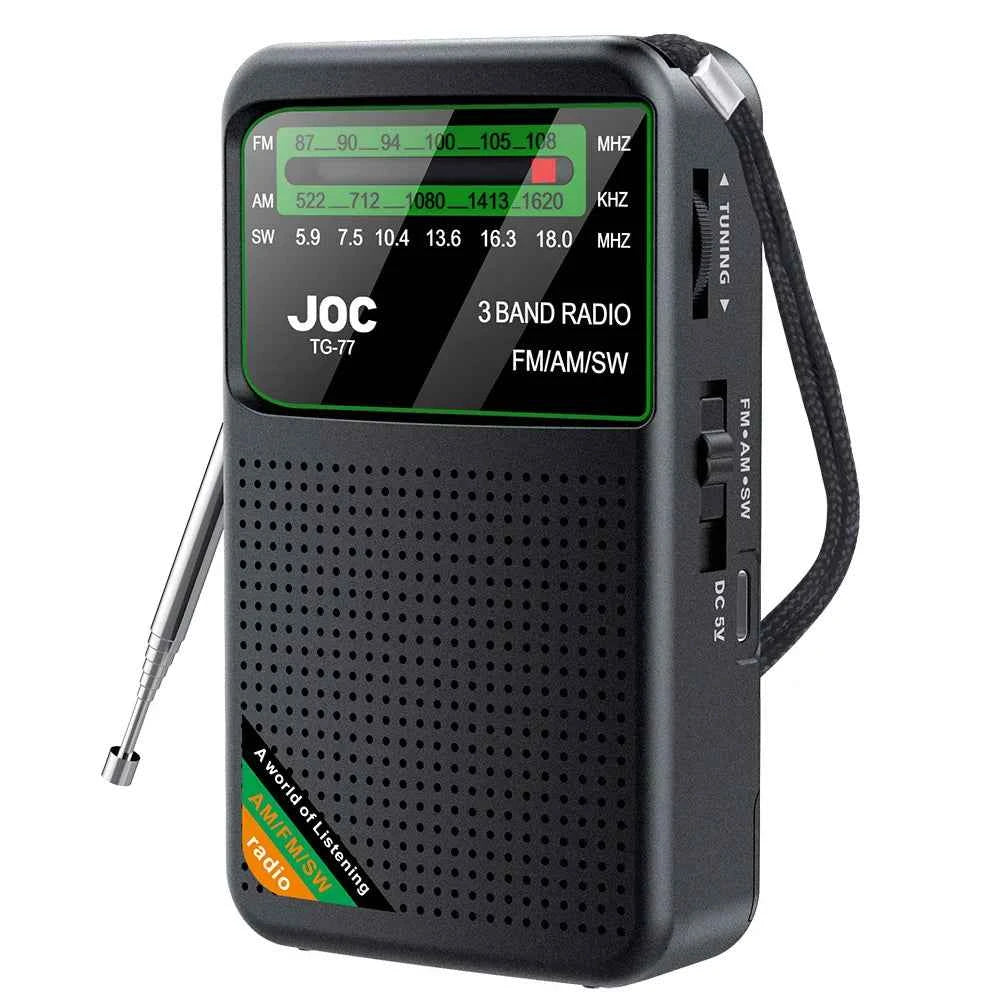 Pocket Mini Radio AM/FM/SW Portable Radio Batteries Rechargeable Supports Connect Wired Earphone Portable FM Radio Receiver