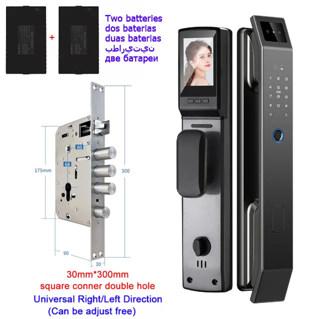3D Face Recognition Unlock Digital Door Lock With Camera Fingerprint Password - WORLDZii