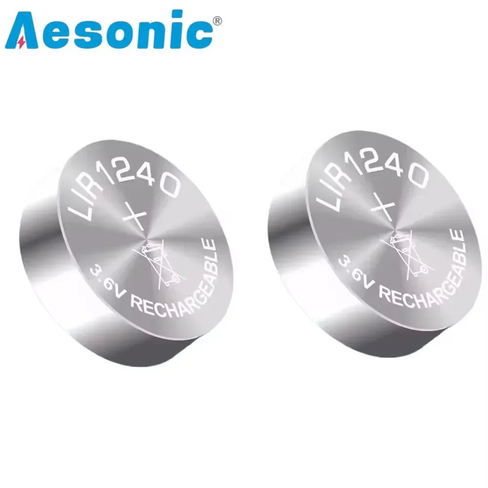 2PCS LIR1240 Rechargeable Button Battery with Charger for TWS Bluetooth Headphone Replaces CP1240 Cells Coin Lithium Battery - WORLDZii